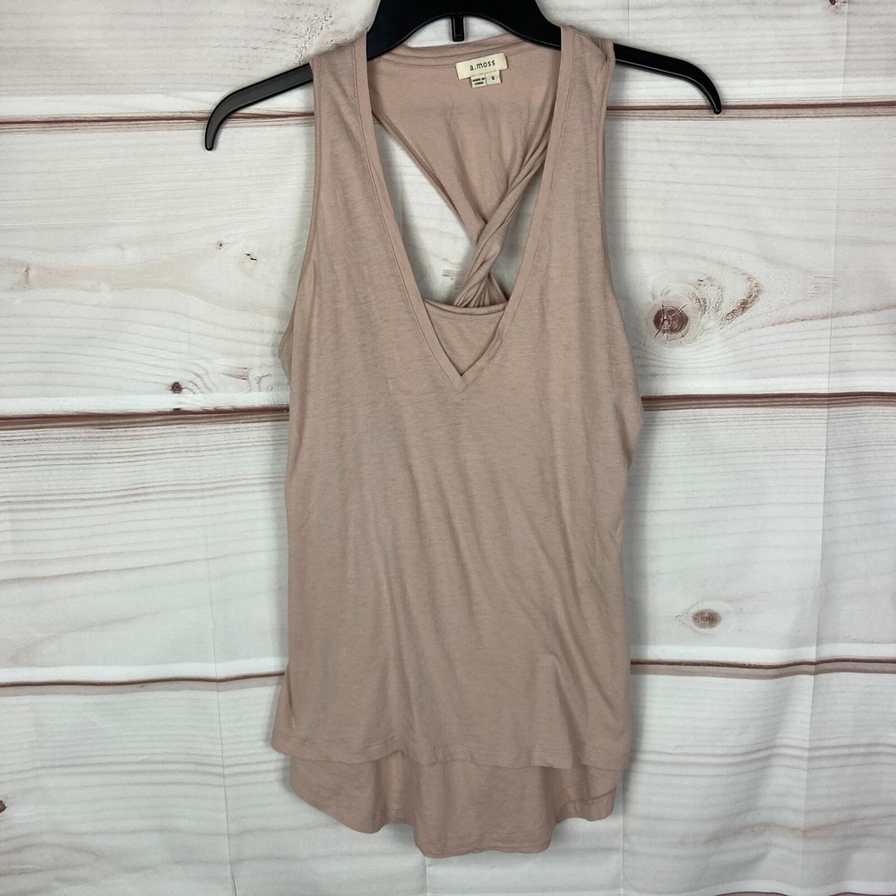 a. Moss Womens Small Pink Layered Twisted Racerback Tank‎ Sleeveless Knit